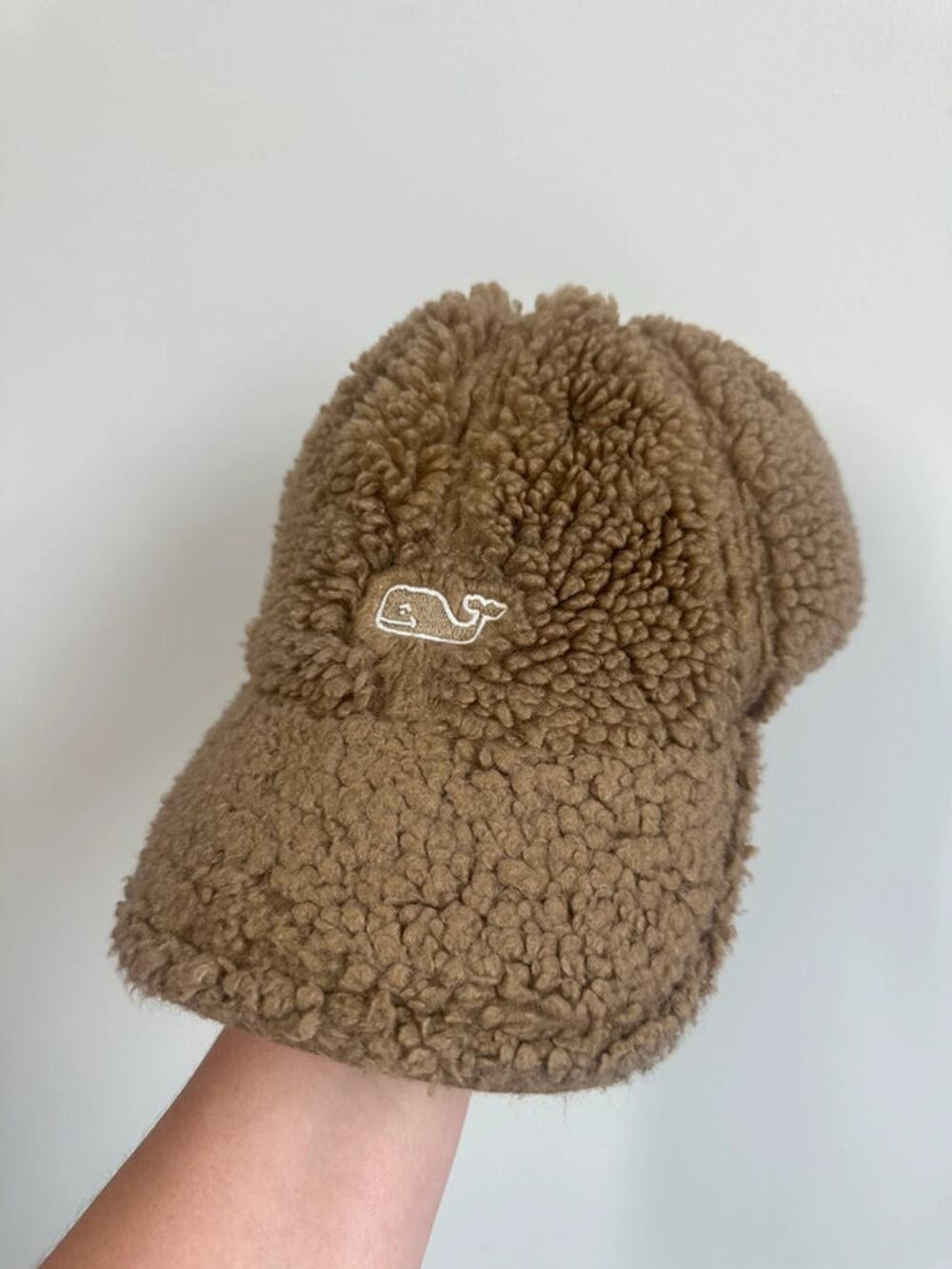 Vineyard Vines Brown Sherpa Teddy Fleece Baseball Cap Adjustable